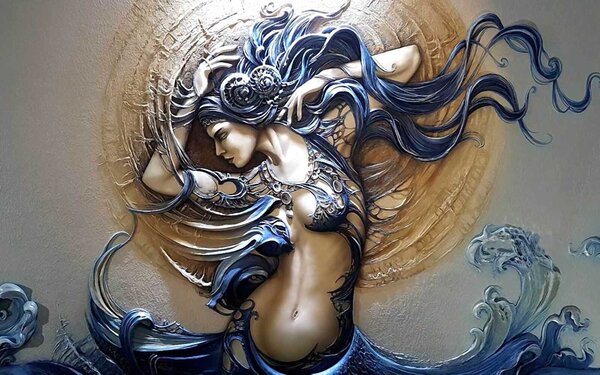 Fotótapéta Hosszú hajú nő festménye, 3D fotótapéta, Népszerű fotótapéta, u40555 - Tapeko.hu