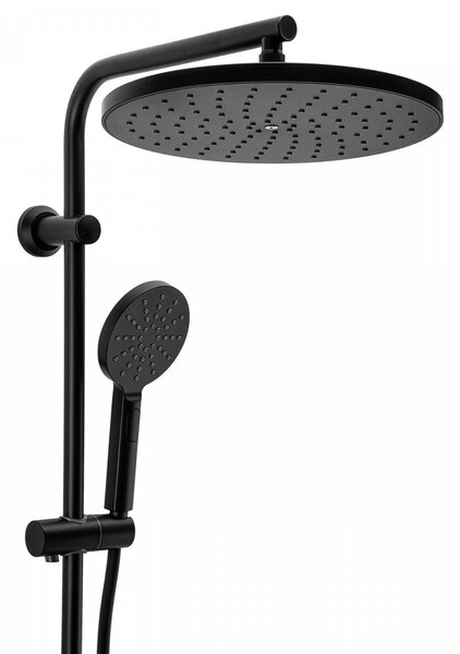 Erga Dubai, zuhanyszett termosztátos keverőcsappal és 30 cm-es fejzuhannyal, matt fekete, ERG-YKA-BP.DUBAJ-THERM-30-BLK