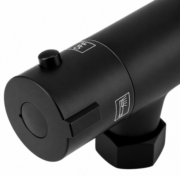 Erga Dubai, zuhanyszett termosztátos keverőcsappal és 30 cm-es fejzuhannyal, matt fekete, ERG-YKA-BP.DUBAJ-THERM-30-BLK