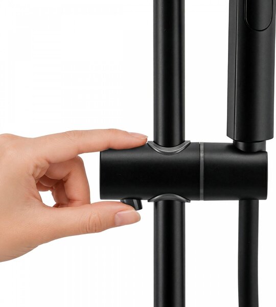 Erga Dubai, zuhanyszett termosztátos keverőcsappal és 30 cm-es fejzuhannyal, matt fekete, ERG-YKA-BP.DUBAJ-THERM-30-BLK