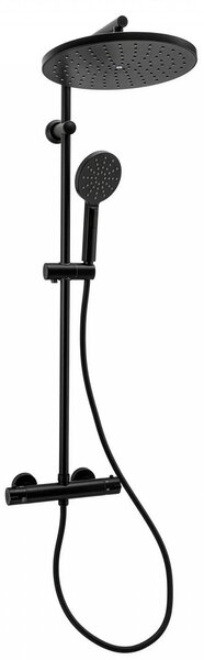 Erga Dubai, zuhanyszett termosztátos keverőcsappal és 30 cm-es fejzuhannyal, matt fekete, ERG-YKA-BP.DUBAJ-THERM-30-BLK