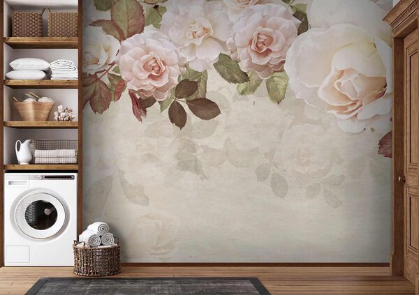 Fotótapéta Virágok csoportja fehér háttéren, Nagyvirágos fotótapéta, Népszerű fotótapéta, u41609 - Tapeko.hu