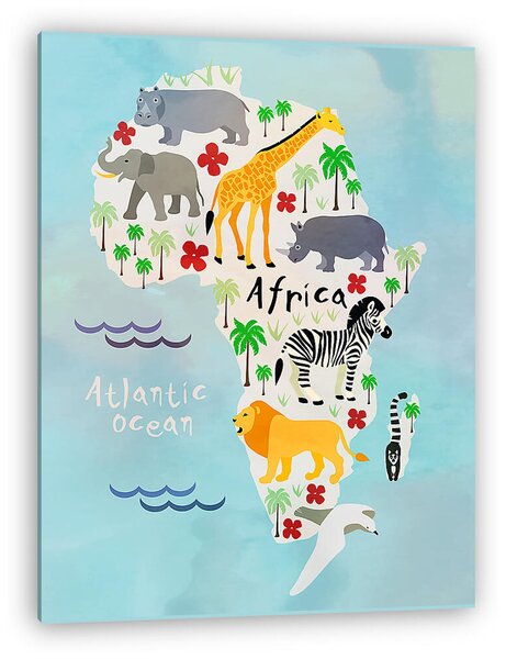 Állatos Afrika térkép gyerekeknek (vászonkép)