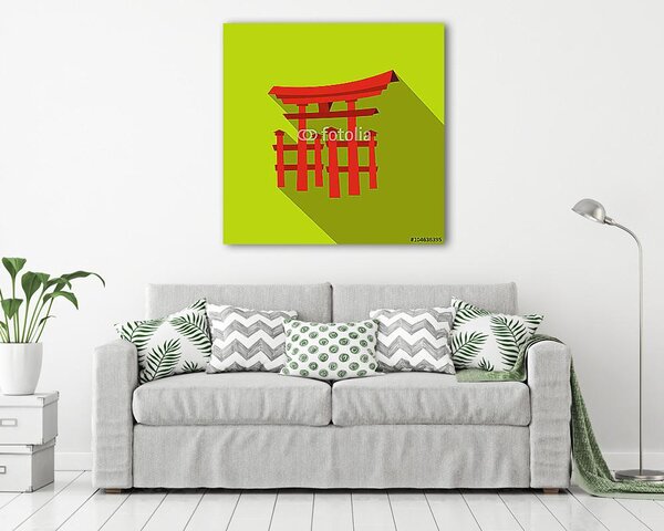 Lebegő Torii kapu, Japán ikon, lapos stílus (vászonkép)