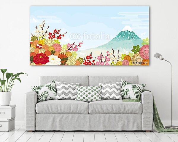 Japán tájkép Fuji-val (vászonkép)