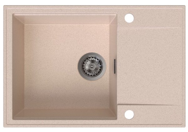 SINK Quality Quality Sink55 gránit mosogató, 680x460x215 mm + grafit szifon, bézs, SKQ-SINK.P.1KDO.XB