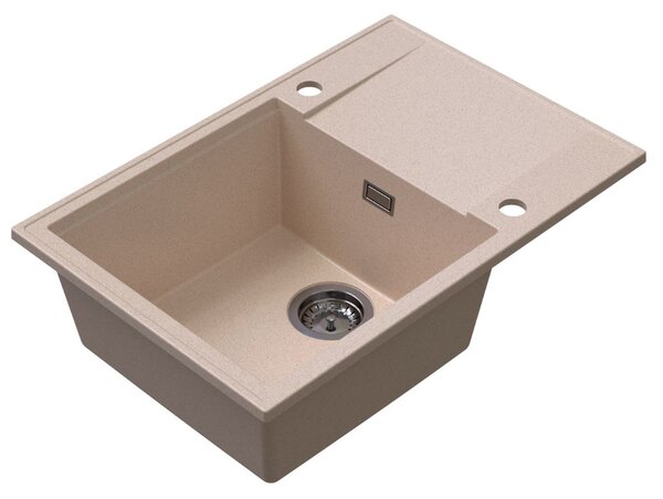 SINK Quality Quality Sink55 gránit mosogató, 680x460x215 mm + grafit szifon, bézs, SKQ-SINK.P.1KDO.XB