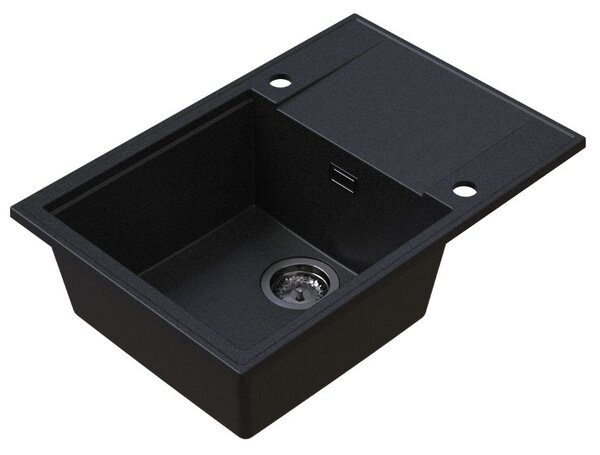 Sink Quality Sink55, konyhai gránit mosogató 680x460x215 mm + grafit szifon, grafit, SKQ-SINK.G.1KDO.XB