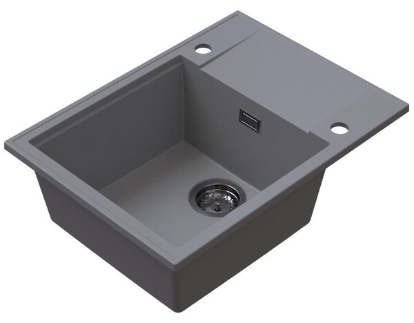SINK Quality Quality Sink55 mosogató, gránit konyhai mosogató 620x460x215 mm + grafit szifon, szürke, SKQ-SINK.D.1KKO.XB