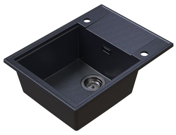 SINK Quality Quality Sink55 mosogató, gránit mosogató 620x460x215 mm + grafit szifon, fekete pettyes, SKQ-SINK.B.1KKO.XB