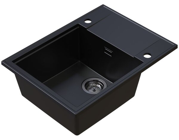 SINK Quality Quality Sink55 mosogató, gránit mosogató 620x460x215 mm + grafit szifon, fekete, SKQ-SINK.C.1KKO.XB