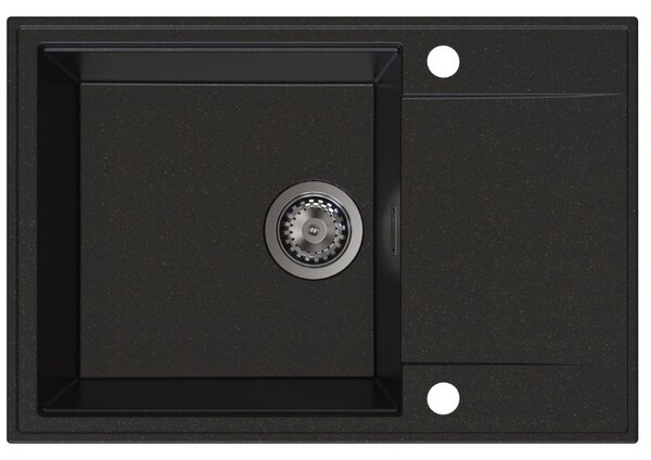 SINK Quality Quality Sink55 mosogató, gránit mosogató 680x460x215 mm + grafit szifon, fekete, arany pöttyökkel, SKQ-SINK.L.1KDO.XB