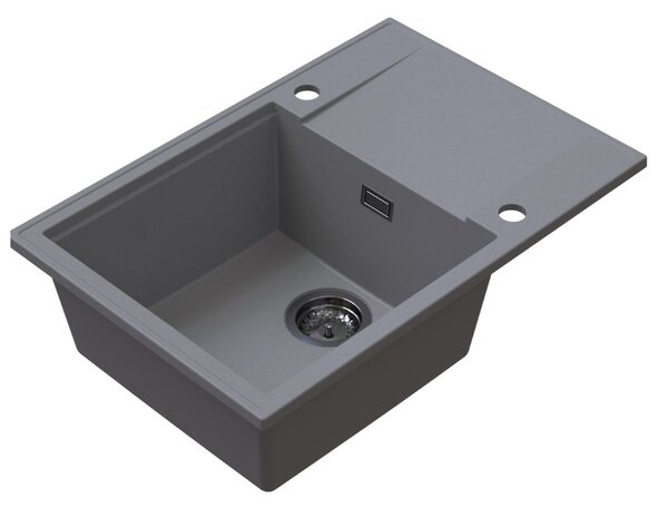 SINK Quality Quality Sink55 mosogató, gránit konyhai mosogató 680x460x215 mm + grafit szifon, szürke, SKQ-SINK.D.1KDO.XB