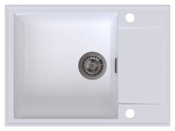 SINK Quality Quality Sink55 gránit mosogató, 620x460x215 mm + grafit szifon, fehér, SKQ-SINK.W.1KKO.XB