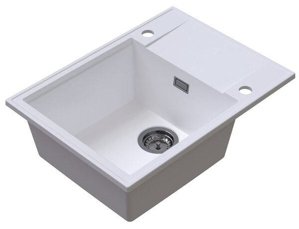SINK Quality Quality Sink55 gránit mosogató, 620x460x215 mm + grafit szifon, fehér, SKQ-SINK.W.1KKO.XB