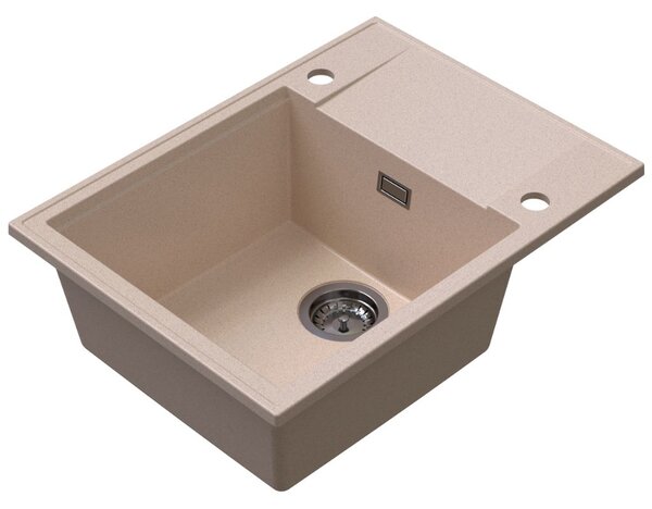SINK Quality Quality Sink55 gránit mosogató, 620x460x215 mm + grafit szifon, bézs, SKQ-SINK.P.1KKO.XB