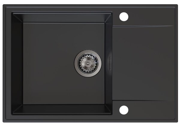SINK Quality Quality Sink55 mosogató, gránit mosogató 680x460x215 mm + grafit szifon, fekete, SKQ-SINK.C.1KDO.XB