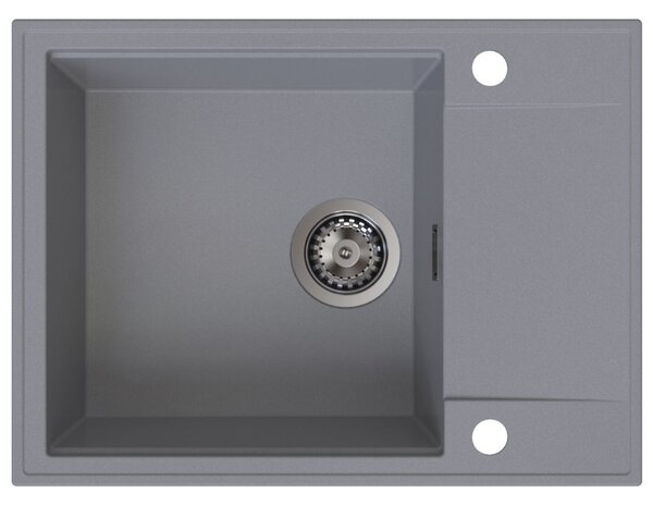 SINK Quality Quality Sink55 mosogató, gránit konyhai mosogató 620x460x215 mm + grafit szifon, szürke, SKQ-SINK.D.1KKO.XB