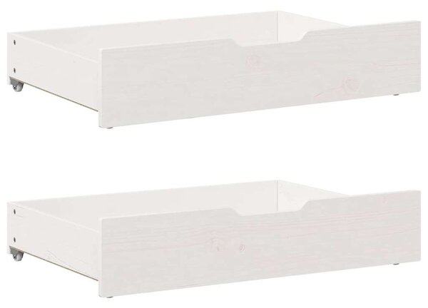 VidaXL 2 db fehér tömör fenyőfa ágy alatti fiók 80 x 55 x 16 cm