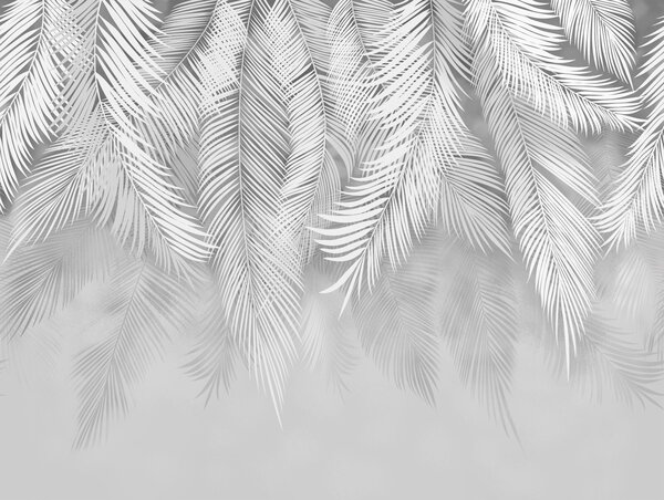 Fotótapéta Elegáns ezüst pálmalevél-dizájn, Modern fotótapéta, Modern fotótapéta, u48556v7 - Muralas.hu