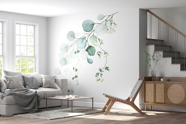 Fotótapéta Finom akvarell zöld növényzet fehéren, Modern fotótapéta, Modern fotótapéta, u51026 - Muralas.hu