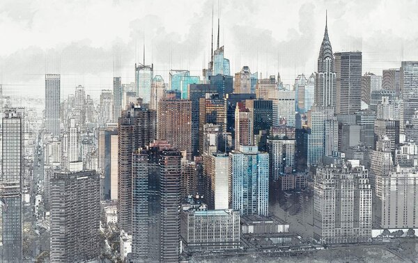 Fotótapéta New York City égboltjának illusztrációja, Modern fotótapéta, Modern fotótapéta, u51081 - Muralas.hu