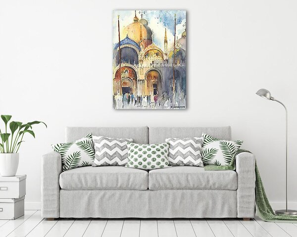 Velencei akvarellfestés San-Marco templom templomi üdvözlőlap (vászonkép)