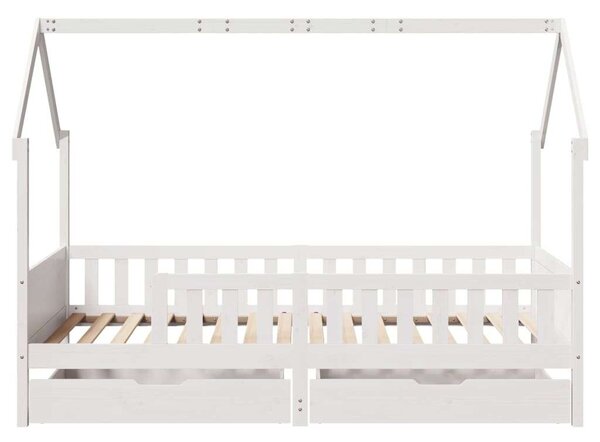 VidaXL tömör fenyőfa gyerekágykeret fiókokkal 90 x 200 cm