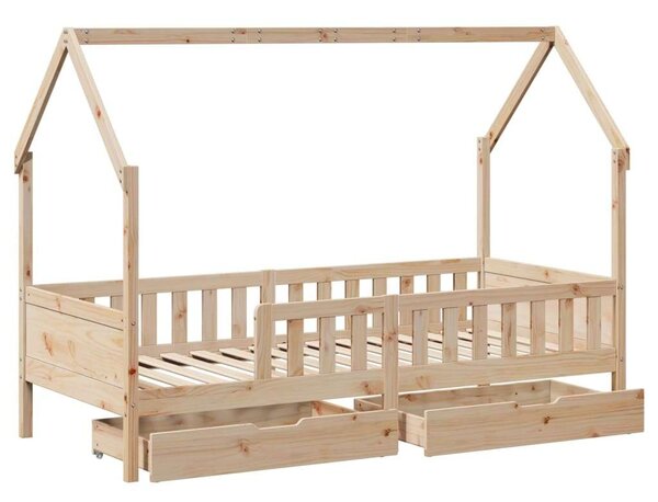VidaXL tömör fenyőfa gyerekágy keret fiókkal 90x190 cm