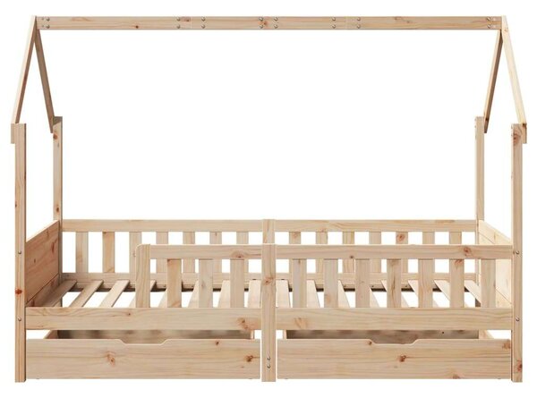 VidaXL tömör fenyőfa gyerekágy keret fiókkal 90x190 cm