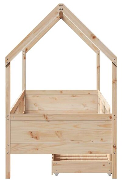 VidaXL tömör fenyőfa gyerekágy keret fiókkal 90x190 cm