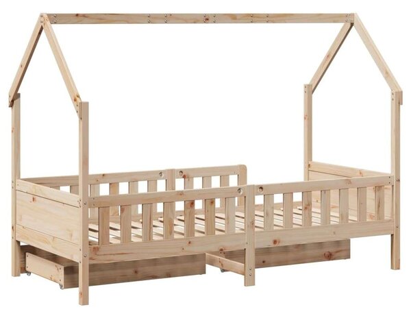 VidaXL tömör fenyőfa gyerekágy keret fiókkal 90x190 cm