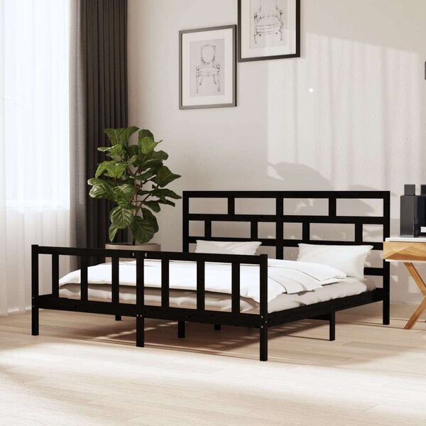 VidaXL fekete tömör fenyőfa ágykeret 200 x 200 cm