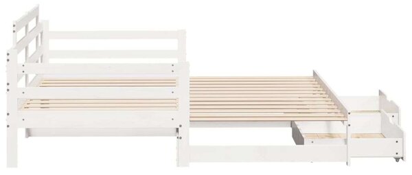 VidaXL fehér kihúzható heverő fiókokkal matrac nélkül 90 x 200 cm