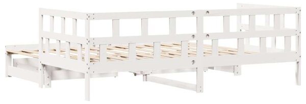 VidaXL fehér kihúzható heverő fiókokkal matrac nélkül 90 x 200 cm
