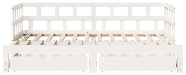 VidaXL fehér kihúzható heverő fiókokkal matrac nélkül 90 x 200 cm