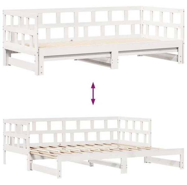 VidaXL fehér kihúzható heverő fiókokkal matrac nélkül 90 x 200 cm