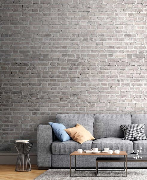 Fotótapéta Fehér téglafal szürke téglákkal, Designer fali fotótapéta, Népszerű fotótapéta, u53034 - Tapeko.hu
