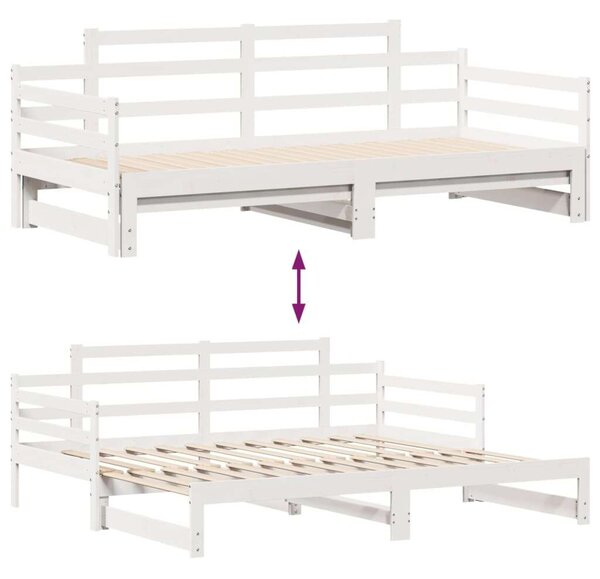VidaXL fehér kihúzható heverő fiókokkal matrac nélkül 90 x 200 cm