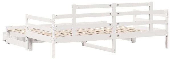 VidaXL fehér kihúzható heverő fiókokkal matrac nélkül 90 x 200 cm