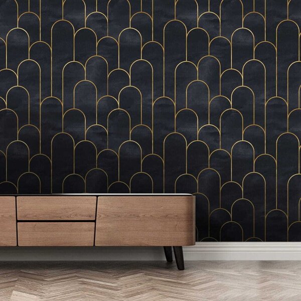 Fotótapéta Elegáns fekete ívek finom vonalakkal, Modern fotótapéta, Modern fotótapéta, u53281 - Muralas.hu
