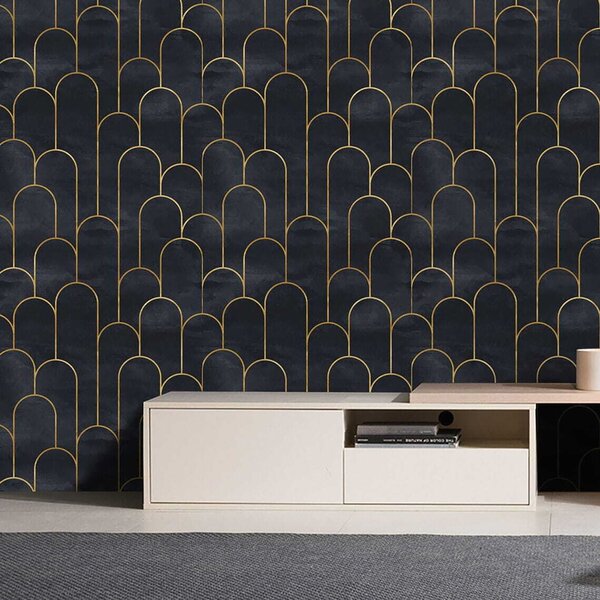 Fotótapéta Elegáns fekete ívek finom vonalakkal, Modern fotótapéta, Modern fotótapéta, u53281 - Muralas.hu