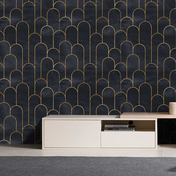 Fotótapéta Elegáns fekete ívek finom vonalakkal, Modern fotótapéta, Modern fotótapéta, u53281 - Muralas.hu