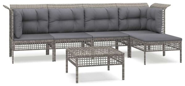 Polyrattan Kerti Ülőgarnitúra - 6 részes - Szürke