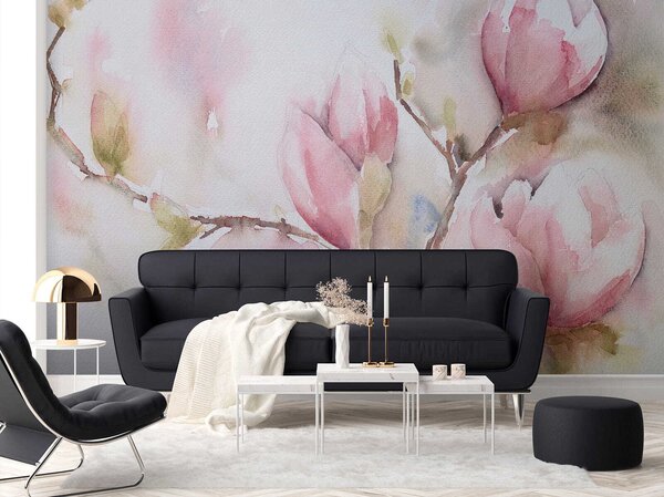 Fotótapéta Akvarell festmény rózsaszín virágok, Designer fali fotótapéta, Népszerű fotótapéta, u53757 - Tapeko.hu