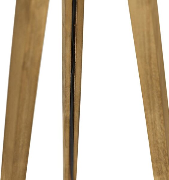 Rusztikus állólámpa háromlábú vintage fa, lenvászon búra bézs 45 cm - Tripod Classic
