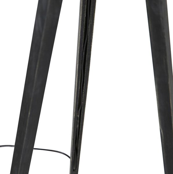Állólámpa háromlábú fekete, páva mintás árnyékolóval 50 cm - Tripod Classic