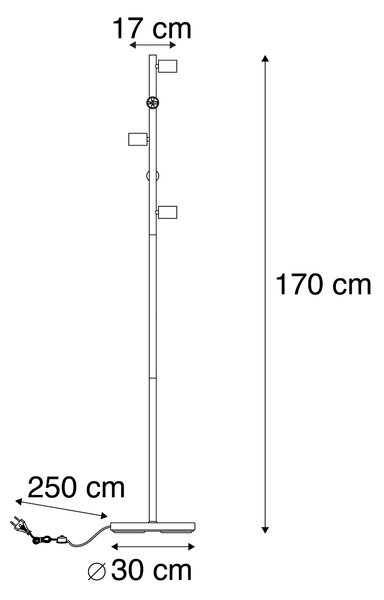 Skandináv állólámpa fekete 5 lámpás - Facil Tube
