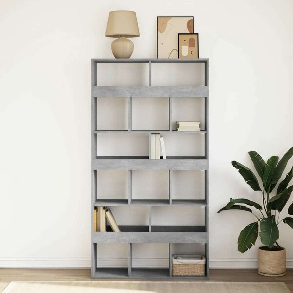 VidaXL betonszürke szerelt fa könyvespolc 100 x 33 x 187,5 cm