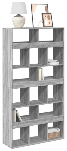 Fa Könyvespolc - 15 Rekeszes - Szürke Sonoma - 100x33x187,5cm
